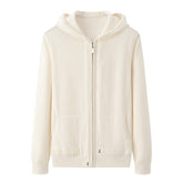 Womens Zip - Up Cashmere Hoodie With Kangaroo Pockets Cashmere Cardigans