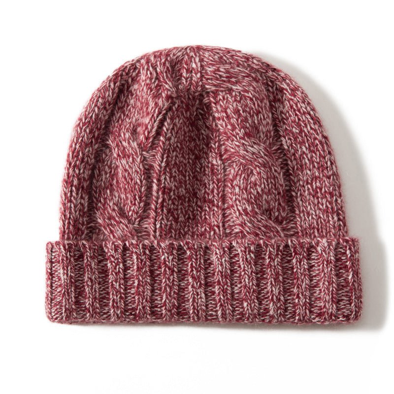 Womens Cashmere Hats Warm Cable Knitted Cashmere Beanie Winter Daily Beanie Hat