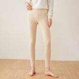 Womens Cashmere Leggings High Waist Cashmere Pants Soft Cashmere Trousers Beige XS