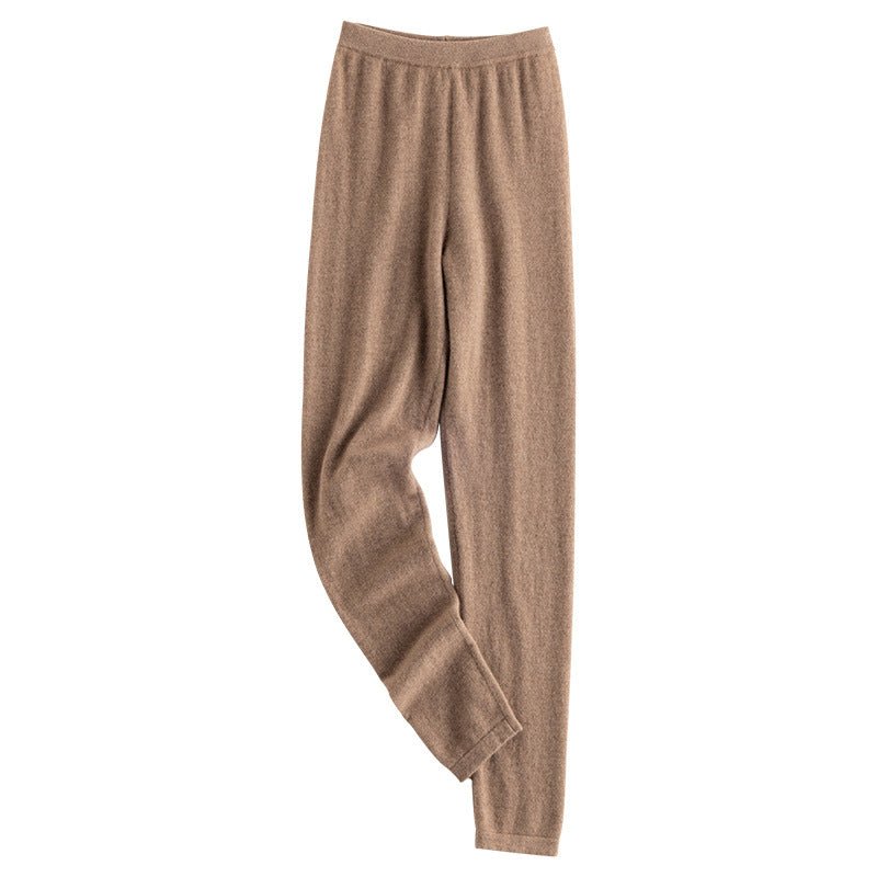 Womens Cashmere Leggings High Waist Cashmere Pants Soft Cashmere Trousers Camel XS