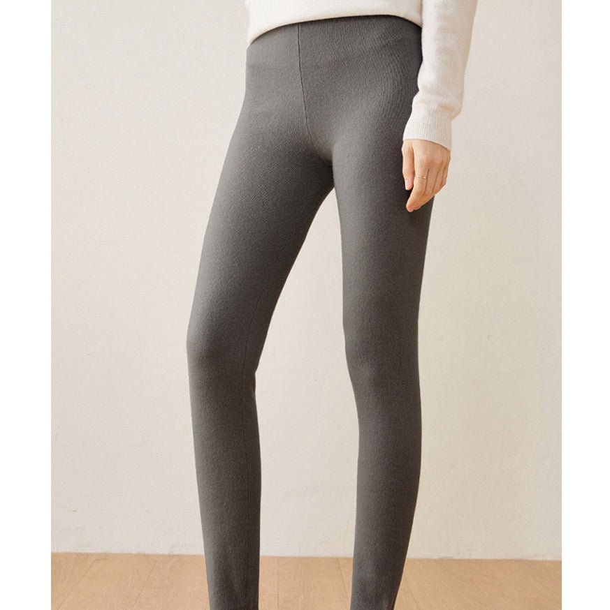 Womens Cashmere Leggings High Waist Cashmere Pants Soft Cashmere Trousers Dark Gray XS