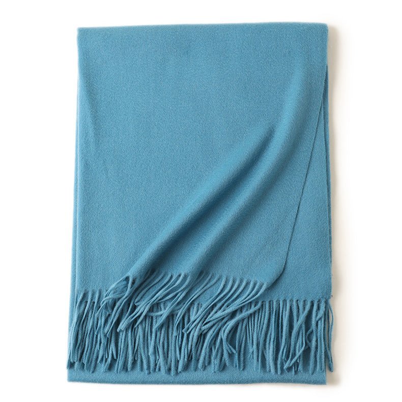 Womens Cashmere Shawl And Wraps Large Cashmere Scarf With Fringe Blue - 1 XL