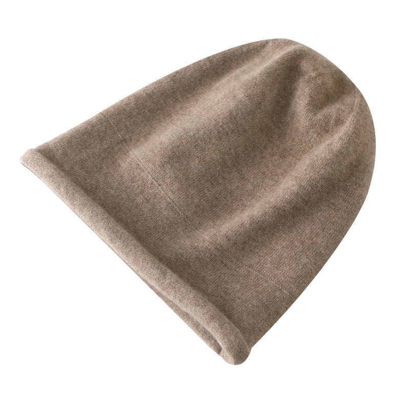 Women's Curled - Up Edge Cashmere Hats Solid Beanie Hat