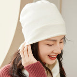 Women's Curled - Up Edge Cashmere Hats Solid Beanie Hat