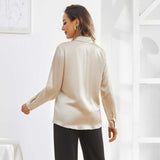 Women's Work Silk Shirts Hidden Placket Silk Blouse