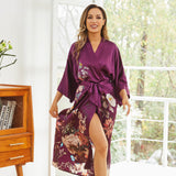 Women's Floral Pure Silk Kimono Robes Mulberry Silk Robes