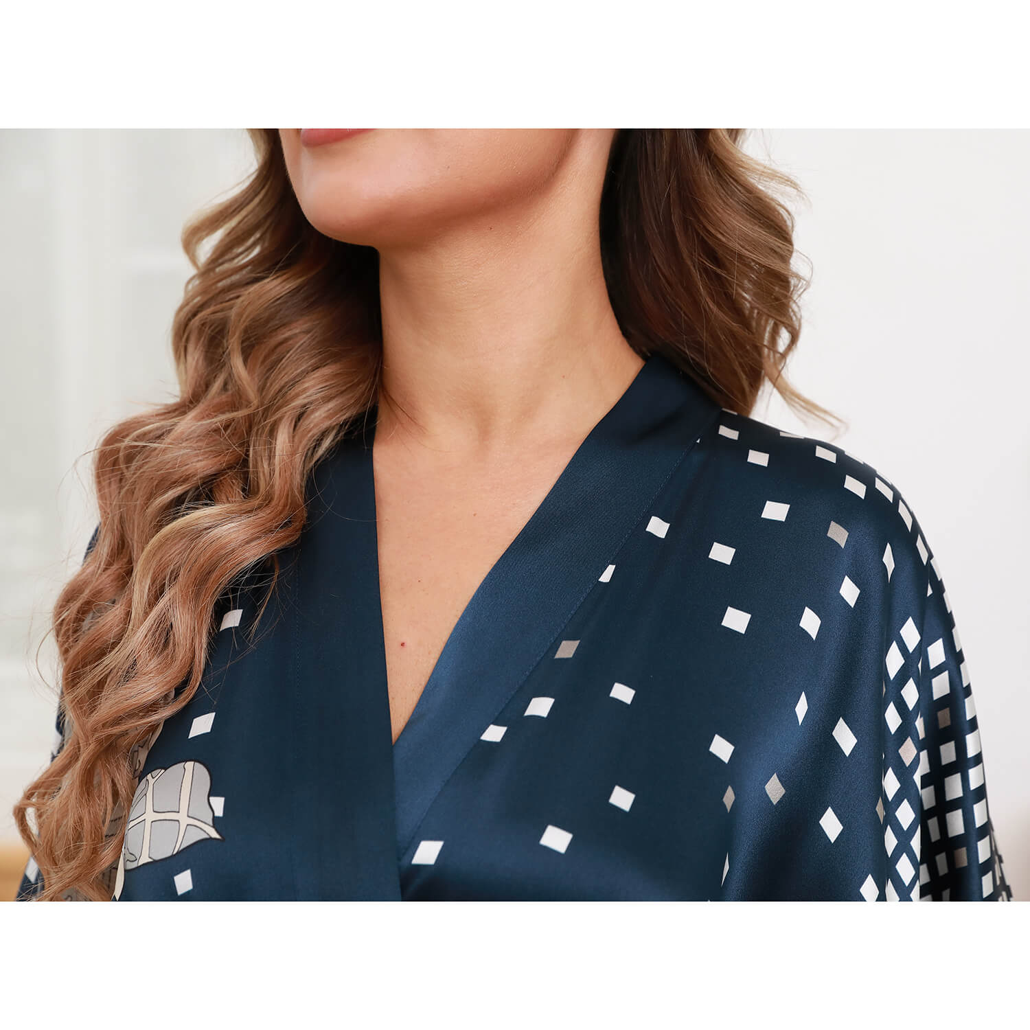 Womens Floral Print Silk Kimono Robe Pure Silk Dressing Gown