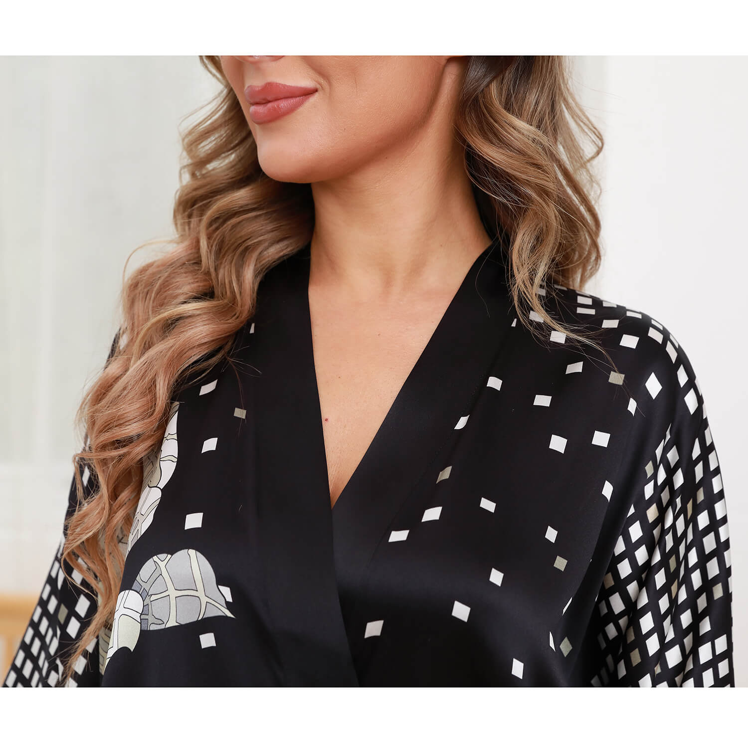 Womens Floral Print Silk Kimono Robe Pure Silk Dressing Gown