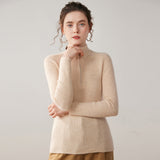 Womens Half-Zip Cashmere Sweater Mock Neck Ribbed Cashmere Pullover Beige XS