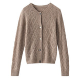 Womens Lace Knit Cashmere Cardigan Button - Down Cashmere Coat