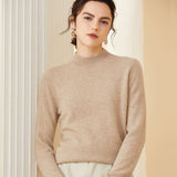 Womens Long Sleeves Cashmere Mock Neck Cashmere Sweater