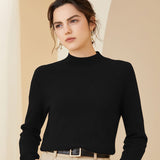 Womens Long Sleeves Cashmere Mock Neck Cashmere Sweater