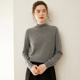 Womens Mock Neck Cashmere Sweater Cashmere Pullover Ribbed Hem Dark Gray XS