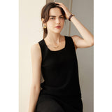 Women's Ribbed Knit Scoop Neck Sleeveless Cashmere Vest U - Neck Cashmere Tank