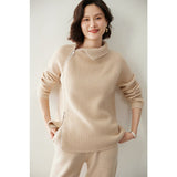 Womens Sideling Zip - up Cashmere Sweater Turtleneck Cashmere Pullover