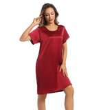 Women's Silk Nightgown Short Sleeve Round Neck Silk Nightdress