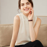 Womens Cashmere Sleeveless Mock Neck Sweater Cashmere Tank
