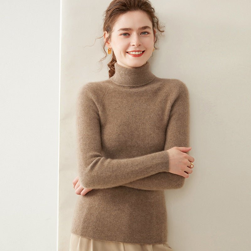 Womens Turtleneck Cashmere Sweater Long Sleeve Cashmere Tops Multi Colors Taupe XS