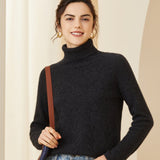 Womens Cashmere Turtleneck Sweater Long Sleeve Folding Collar Sweater