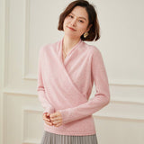 Womens V Neck Crossover Cashmere Pullover Wrap Cashmere Sweater