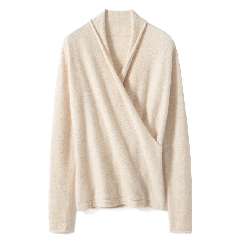 Womens V Neck Crossover Cashmere Pullover Wrap Cashmere Sweater