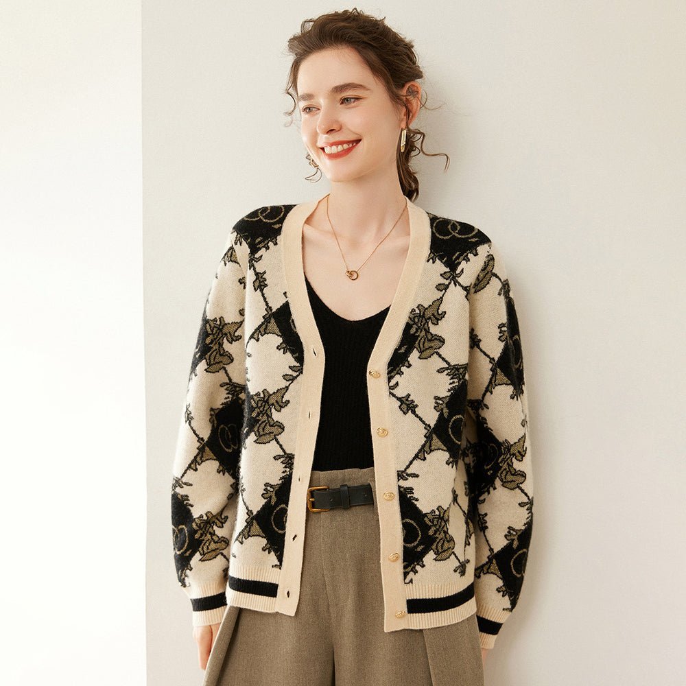 Womens Vintage - Inspired Knit Cashmere Cardigan Sweetheart Sweater Coat