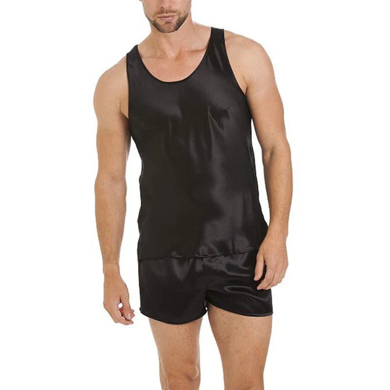 Mens korta sidenpyjamas