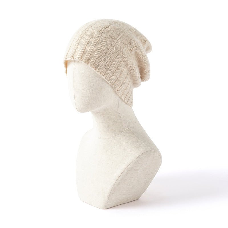 100% Cashmere Cap Pure Cashmere Beanie Hat for Women Lightweight Cable - Knit Beanie Cashmere Hats