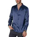 100% Mulberry Men's Silk Shirt Luxury Silk Button Down Shirts