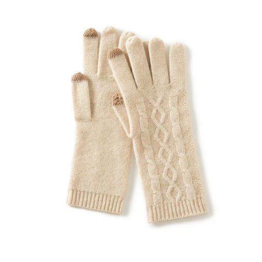 100% Pure Cashmere Gloves for Women Ladies Cashmere Knitted Gloves