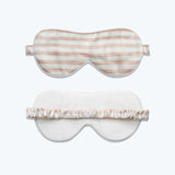 100% Silk Sleep Stripe Pattern Mask Blindfold with Elastic Strap for Women Eye Blinder for Travel/Sleeping/Shift Work