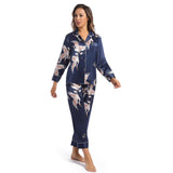 Kvinnor Silk Pyjamas Set Tryckt Ladies Gorgeous Silk Nightwear Set