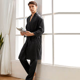 Herr Silk Robe med byxor Bälte Silk Lounge Set Silk Badrock Sovkläder Pyjamas Set