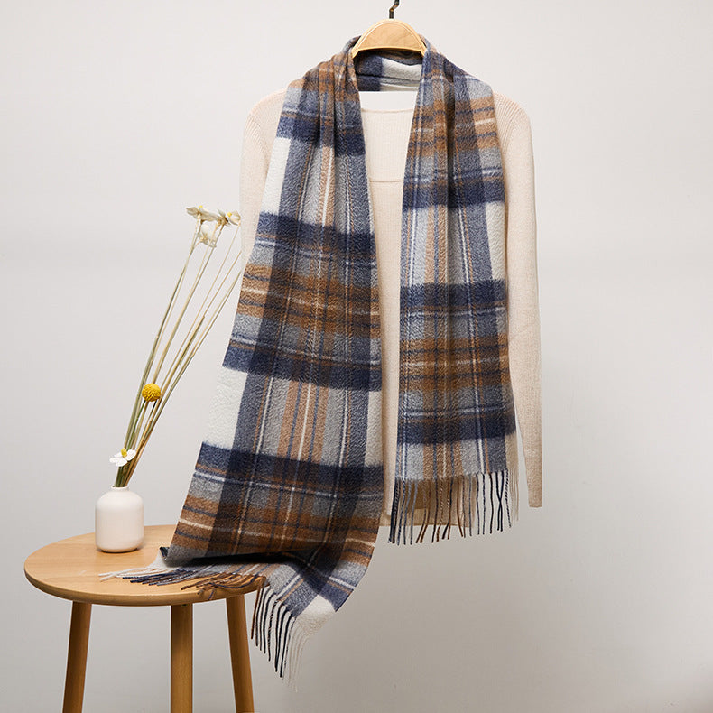 Long Cashmere Scarf with Tassel Plaid Cashmere Warps Multi Styles Winter Gifts - slipintosoft