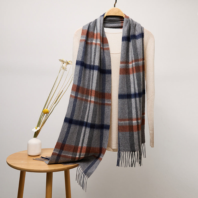 Long Cashmere Scarf with Tassel Plaid Cashmere Warps Multi Styles Winter Gifts - slipintosoft