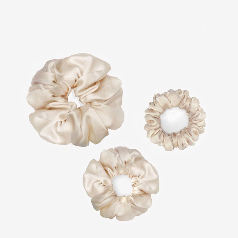 3 ST Flower Silk Hair Scrunchies för kvinnor Små medelstora storlekar