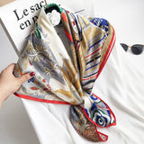 35''x35'' Luxury Floral Printed Silk Square Scarf - slipintosoft