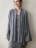 Cashmere Cardigan Damer Draperad Långärmad Cashmere Stickad tröja med öppen framsida