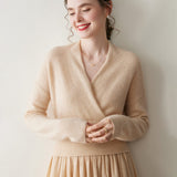 Dam Cashmere tröja V-ringad Cashmere Stickad Pullover Cashmere Wrap