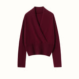 Dam Cashmere tröja V-ringad Cashmere Stickad Pullover Cashmere Wrap