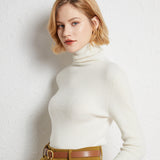 Womens Turtleneck Cashmere Sweater Ribbed Knit Cashmere Pullover Top