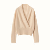Dam Cashmere tröja V-ringad Cashmere Stickad Pullover Cashmere Wrap