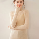 Womens Mock Neck Cashmere Ribbed Sweater Cashmere Pullover