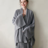 Cashmere Cardigan Damer Draperad Långärmad Cashmere Stickad tröja med öppen framsida