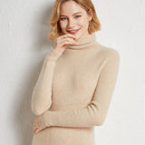 Womens Turtleneck Cashmere Sweater Ribbed Knit Cashmere Pullover Top