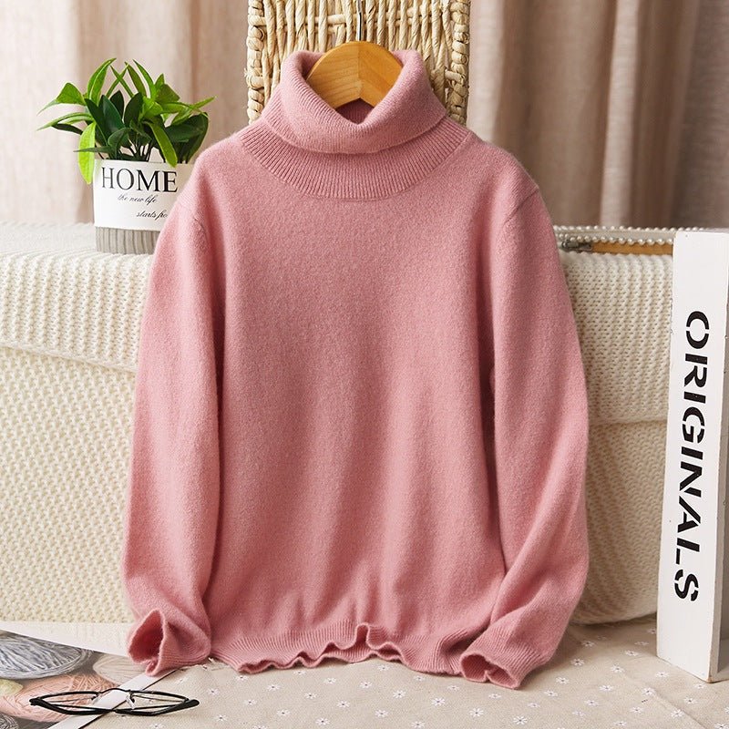 boys and girls cashmere sweater kids turtleneck pullover solid color baby round neck tops