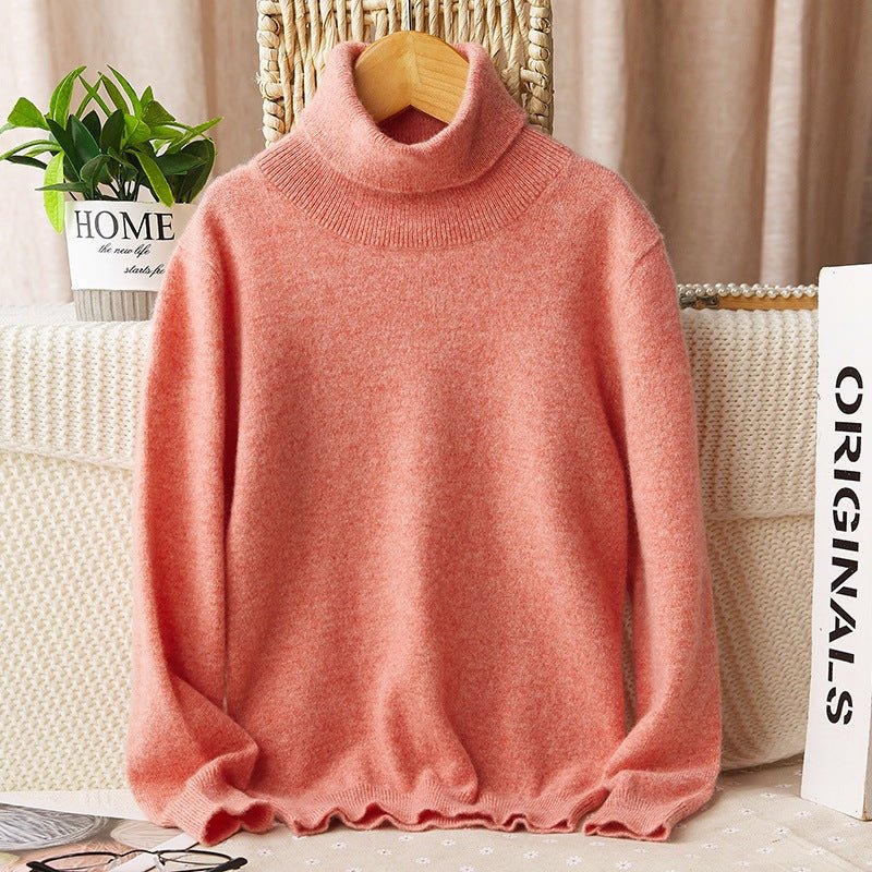 boys and girls cashmere sweater kids turtleneck pullover solid color baby round neck tops