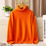 boys and girls cashmere sweater kids turtleneck pullover solid color baby round neck tops