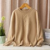 boys and girls crew neck cashmere sweater cable knitted cashmere pullover multi colors - slipintosoft