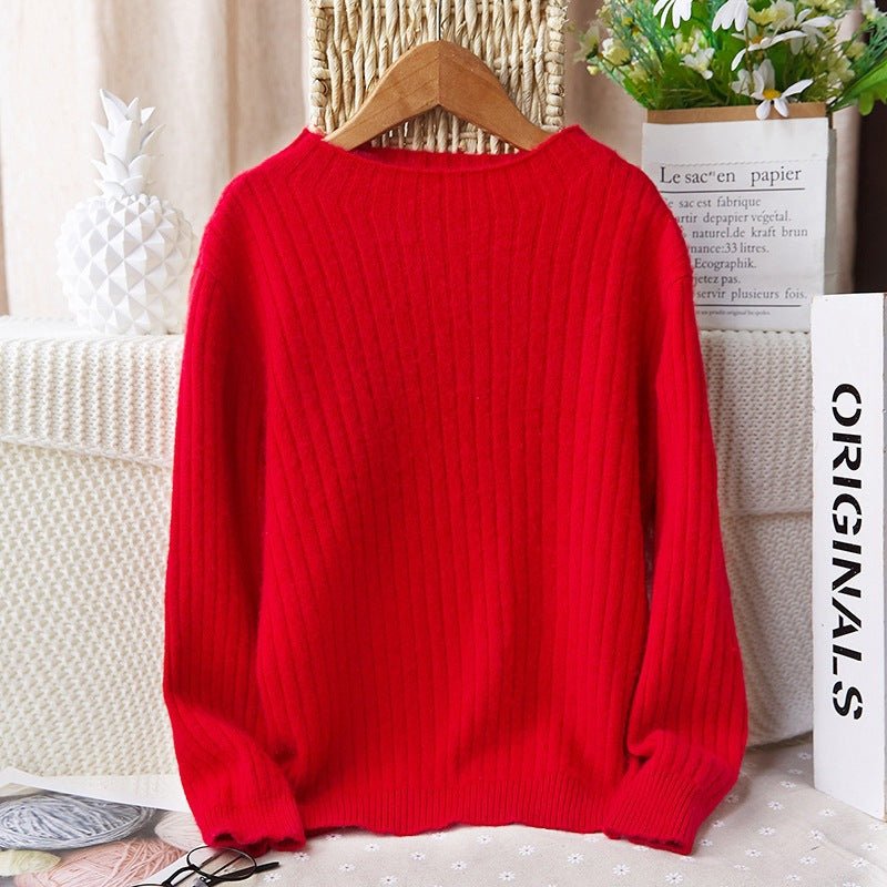 Boys and Girls Half Turtleneck Cashmere Sweater Kids Rib Knitted Solid Cashmere Tops - slipintosoft